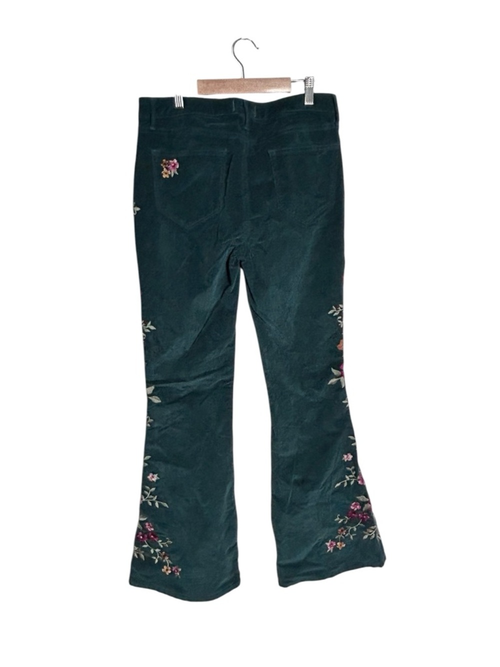 NWT  Driftwood Farrah Embroidered Corduroy Flare Jeans 25 and 29 Forest Green - Picture 6 of 13
